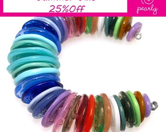 Pearly (40) various transparent colors lampwork beads SRA Made to order