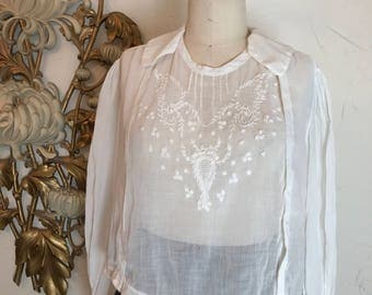 antique blouse edwardian blouse white blouse embroidered blouse size medium vintage blouse cotton blouse victorian blouse 38 bust 38 bust
