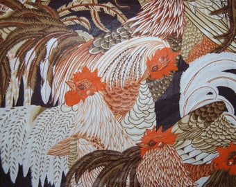 Vintage upholstery ROOSTER FABRIC remnants fabric supply for pillows clutch purse or totae