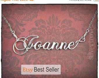 ON SALE Sterling Silver Name Necklace, Personalized Necklace, Script Wire Name Necklace, Cursive Name Necklace, Handmade Name Necklace