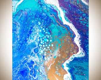 Abstract painting Acrylic pour fluid art original artwork canvas art acrylic Painting fluid acrylic by qiqigallery