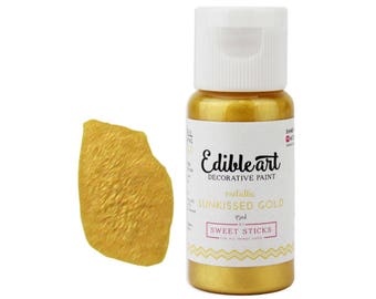 Sunkissed Gold Metallic Edible Paint - edible art paint, edible paint, edible food coloring, cookie paint, cake paint