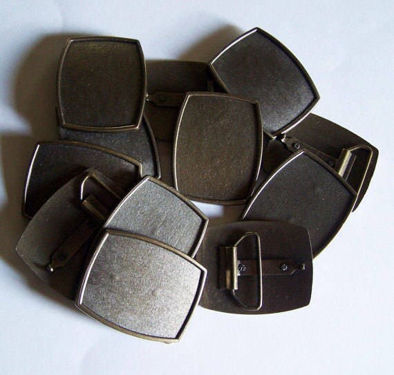 Lot of 12 Inlay Buckle Blanks 1 3/4 Inch Antiqued Brass