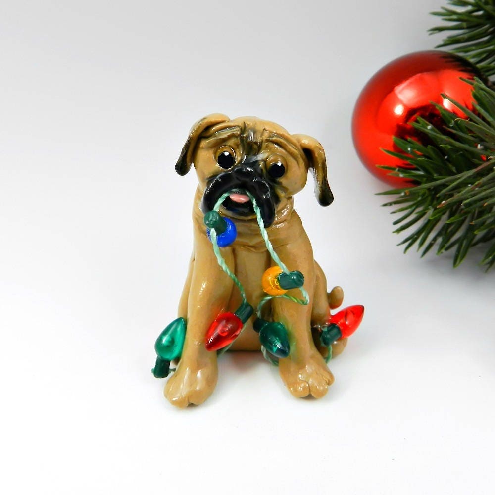 Mastiff English Bullmastiff Christmas Ornament Figurine Lights