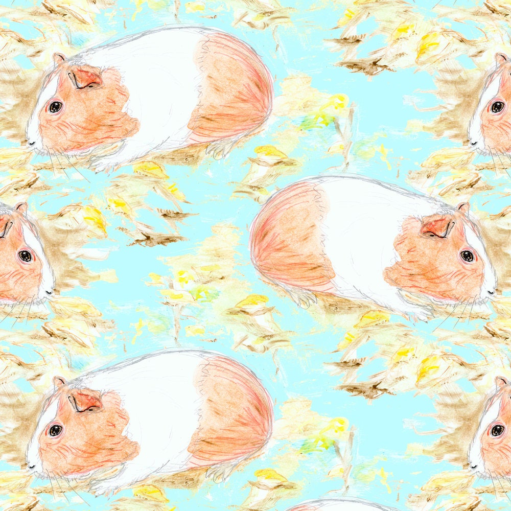 Guinea Pig Fabric Watercolor Guinea Pig By Eclectic House