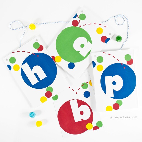 Bouncy Ball "Happy Birthday" Pennant Banner >> shipped to you | Paper and Cake Il_570xn