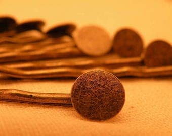 Vintage Style Antiqued Brass Bobby Pin Blanks with soldered pad to embellish 8 pcs