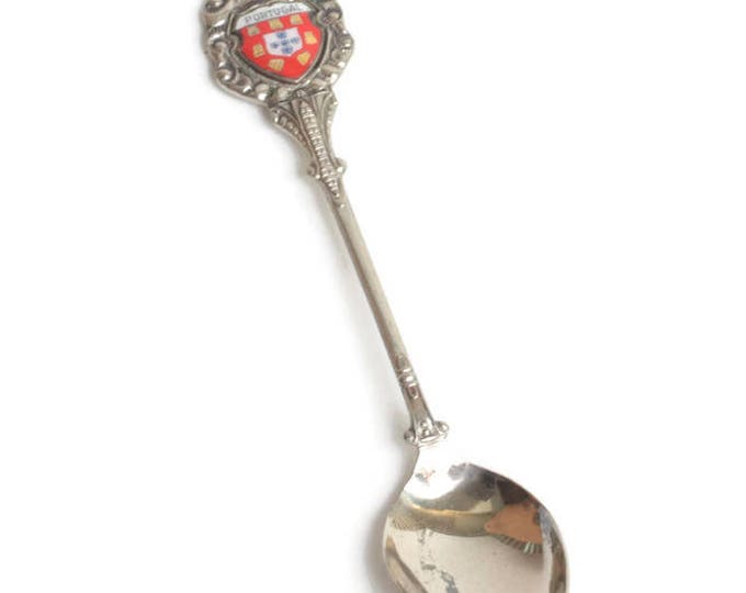 Portugal Collectors Spoon Coat of Arms Crown Finial Silver Plate Demi Tasse
