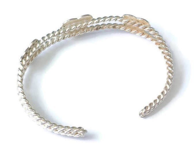 Southwestern Style Heart Cuff Bracelet Silver Tone Metal Vintage Bracelet