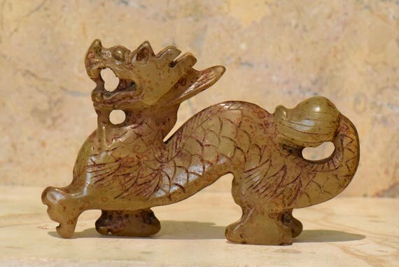 Vintage Jade Walking Dragon Nephrite Figurine Statue Il_570xn