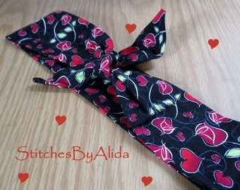 Rockabilly Hair Accessories, Hair Accessory, Hearts, Pin Up HeadBand, Rockabilly, Dread Wrap, Head Wrap, #10