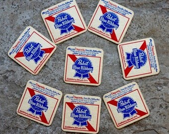 Vintage Beer Coasters Pabst Blue Ribbon Brewing Company Milwaukee Wisconsin Set of Eight