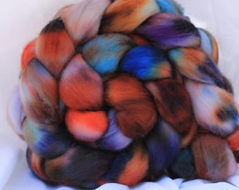 Hand dyed Organic Polworth spinning wool/fiber/roving 4.2 oz/118 grams #94