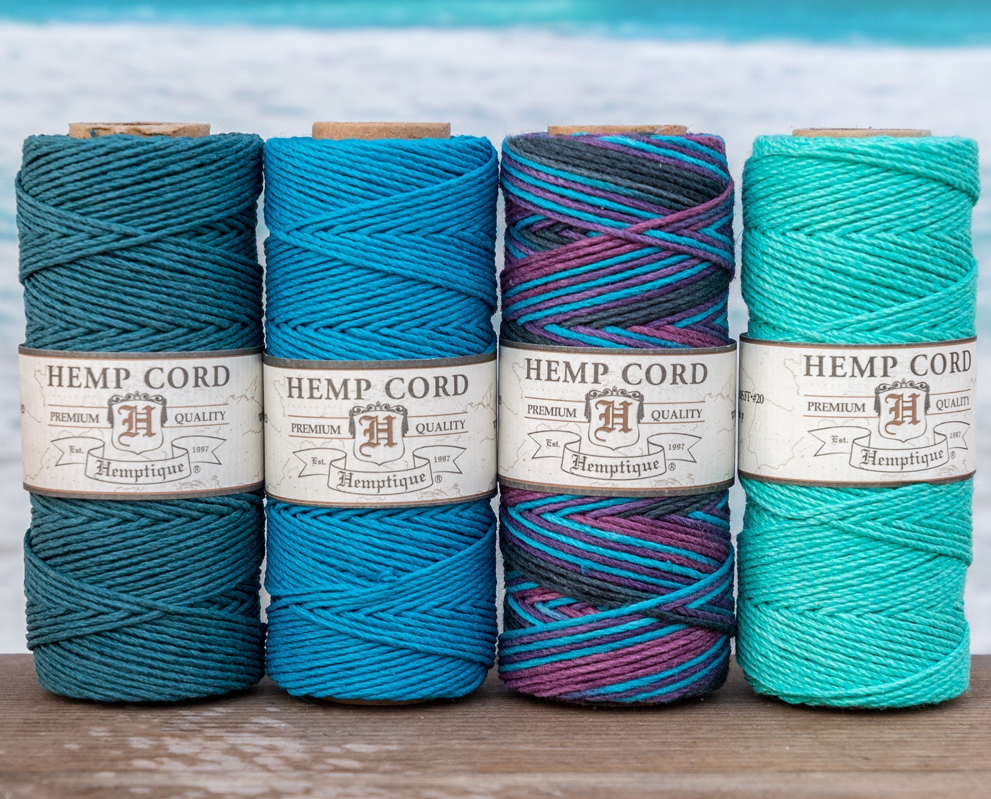 Hemp Twine, 4 Spools, 1mm Blue Twine, Hemp String, Crafting Twine, 4