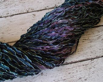 Hand Dyed ribbon NeW DUSK MAGIC glitters, 5 yards