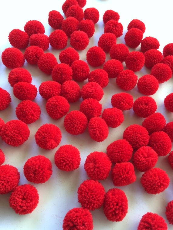 Red Pom Poms 1 inch decorative ball jewelry making pompom