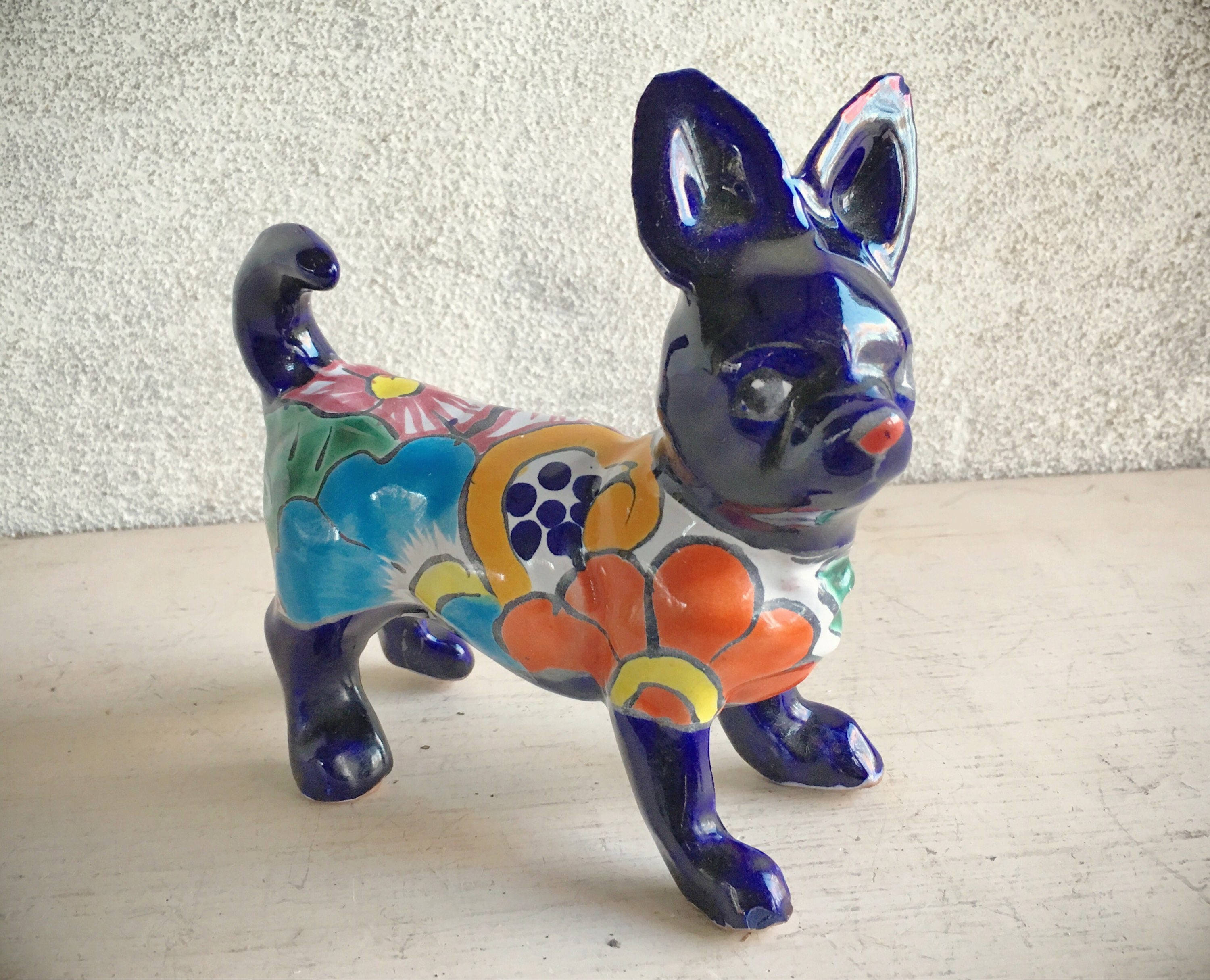 Talavera Pottery Chihuahua Figurine (Repaired) Mexican Pottery Dog ...