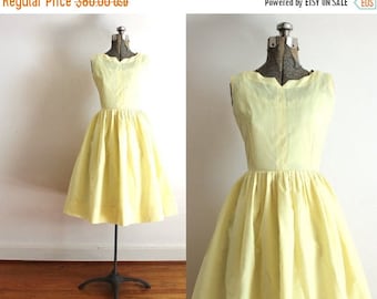 ON SALE 50s Dress / 1950s Yellow Dress / 50s Full Skirted Yellow Bridesmaid Dress