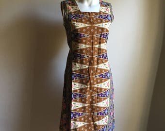Vintage Indonesian Batik Dress • Cotton Dress • Batik Dress • Everyday Dress • Free Size