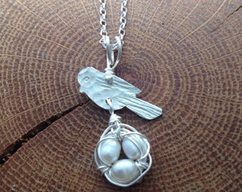 Freshwater Pearl Bird's Nest Necklace/ New Mother Necklace