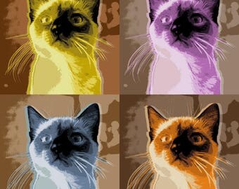 Cat pop art | Etsy