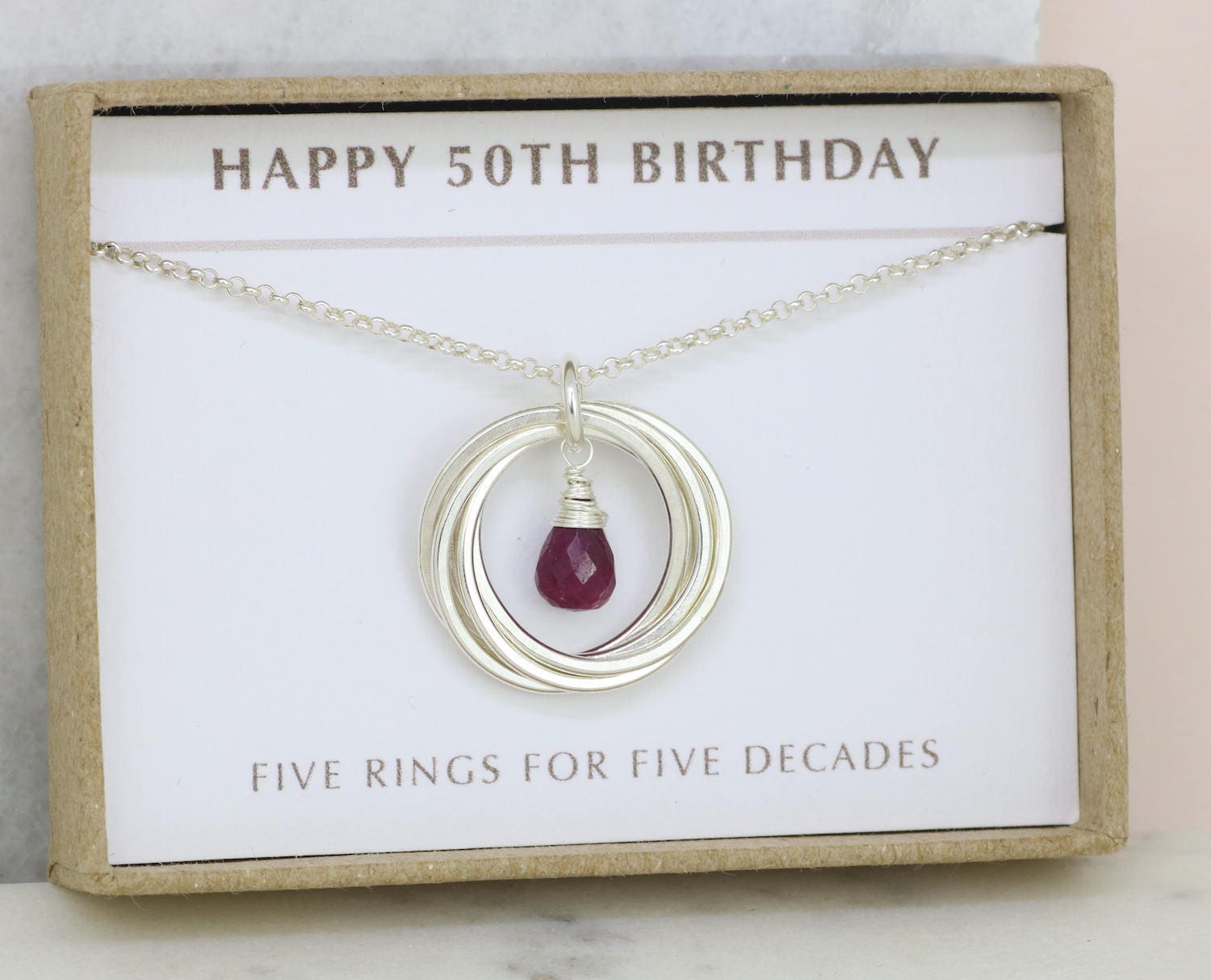 50th Birthday Gift Ruby Necklace Gift For Wife July