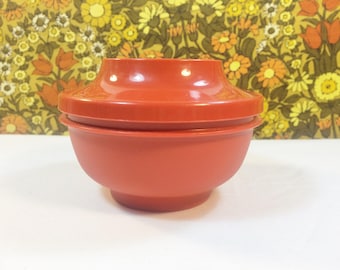 Vintage Retro 70s Orange Tupperware Small Container 1436-8 with Lid 1437-3