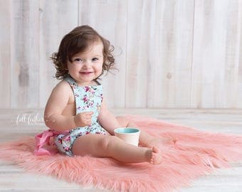 Coral Pink Peach Mongolian Faux Fur Nest Photography Prop Rug Newborn Baby Toddler - Many Sizes!