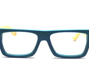 black two tone handmade bamboo glasses and wood box TAKE by Takemoto MJX1202
