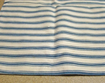 Vintage Blue Striped Ticking Pillow Cover Textile