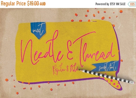 Digital Fonts 80% Off SALE Digital Fonts Needle and Thread - Digital Typeface - Hand drawn Fonts - Instant Download