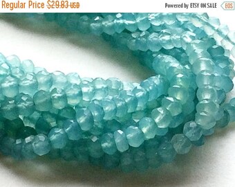 ON SALE 55% Aquamarine Chalcedony Beads, Aquamarine Chalcedony Faceted Rondelles, Aquamarine Chalcedony Israeli Beads, 4-5mm, 13 Inch Stran
