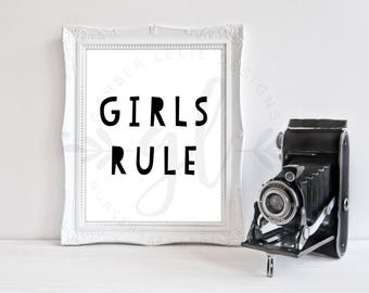 Girls Rule! | Nursery Art | Wall Art | Subway Art | Nursery Decor | 5x7 | 8x10 | 11x14 (GL000125)