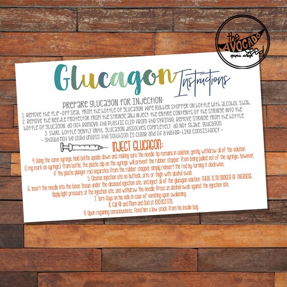 Glucagon Type One Diabetes Instructions INSTANT DOWNLOAD or