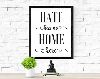 Hate Has No Home Here Print - DIGITAL DOWNLOAD - Hate Has No Home Here Poster - Resistance Wall Art - Protest Print - No Hate in This Home