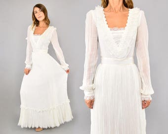 70's Gunne Sax Crinkle Dress