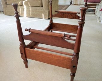 Cherry Doll Bed ~ Vintage 1950's ~ Hand Made ~ 31" Long x 20" Wide x 24" H Inactive