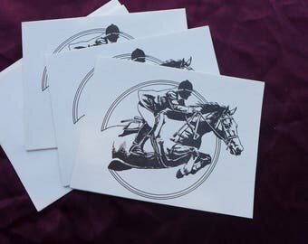 Vintage 1985 Horse Race / Jumping / Equestrian Greeting Cards