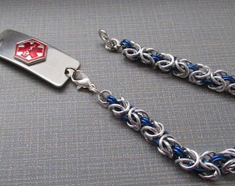 Blue Medical Alert Replacement Bracelet, Id & Medical Bracelet, Medical Id Bracelet, Medical Alert, Custom Sizing, Etsy, Google