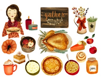 Fall clipart, thanksgiving clipart, fall watercolor clipart, pumpkin clipart