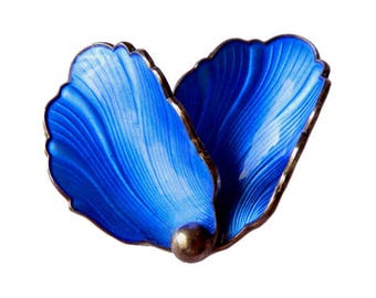 Vintage Enameled Sterling Silver Norwegian Brooch by Hans Myhre