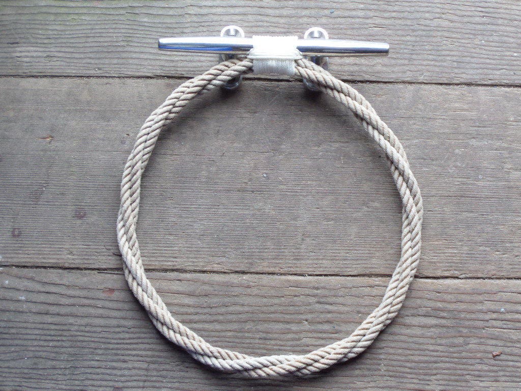 Rope Towel Ring With Stainless Steel Cleat Nautical Decor Bathroom Rope Towel Ring With Stainless Steel Cleat Nautical Decor Bathroom