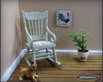 SOPOTUTU Miniatur Schaukelstuhl Für Puppenhaus - DIY Möbel Deko Im Maßstab 1:12