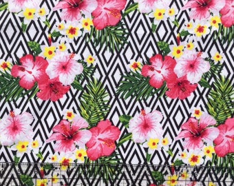 Hawaiian Fabric, BTY, Hibiscus Fabric, Snuggle Flannel, Fabric By The Yard, Girl Fabric, Baby Fabric, Quilters Fabric, Nursery Fabric