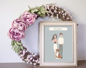 custom portrait, custom family portrait, personalized portrait, personalized family portrait, Custom couple, custom wedding gift, dorm decor