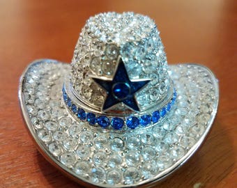 Estee Lauder Solid Perfume Compact Silver "Cowboy Hat"