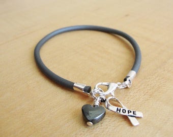Gray Awareness Bracelet - Diabetes, Asthma, Allergies, Alpha-1 Antitrypsin Deficiency A1AD, Brain Cancer/Tumors, Parkinsons, Glioblastoma