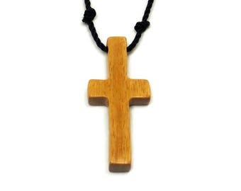 Necklaces for Men, Mens Jewelry Cross, Reclaimed Cross Necklace, Minimalist Cross Necklace, Mens Cross, Cross Pendant, Osage Orange Wood