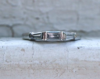Awesome Vintage Platinum Baguette Cut Diamond Wedding Band - 0.30ct.