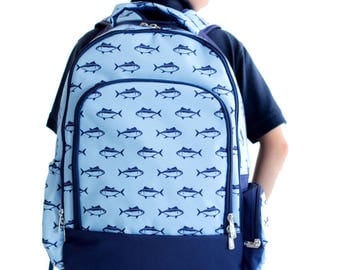 Finn, Camo, Sails, Whales Backpack - Includes MONOGRAM